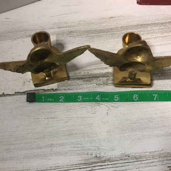 Set of 2 Solid Brass Angel Candlestick Holders Cherubs Cute Christmas Holiday - Picture 5 of 7